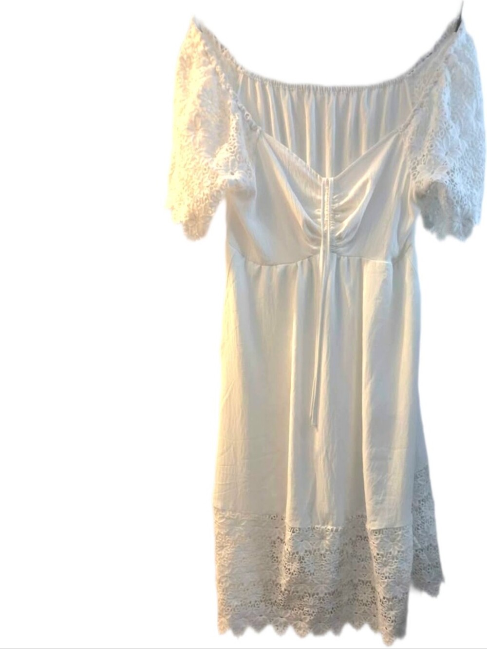 NWT BloomChic Off-The-Shoulder White Crochet Lace Dress Size 12 Fits Like 2x